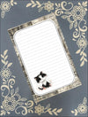 Personalized Cat Black & White Kitten, Grey Notepad Stationery