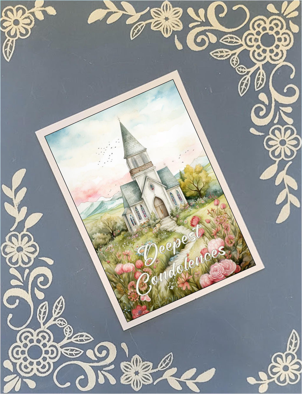 Deepest Condolences, Churches, Greeting Card Bundle, 5x7 with Envelopes