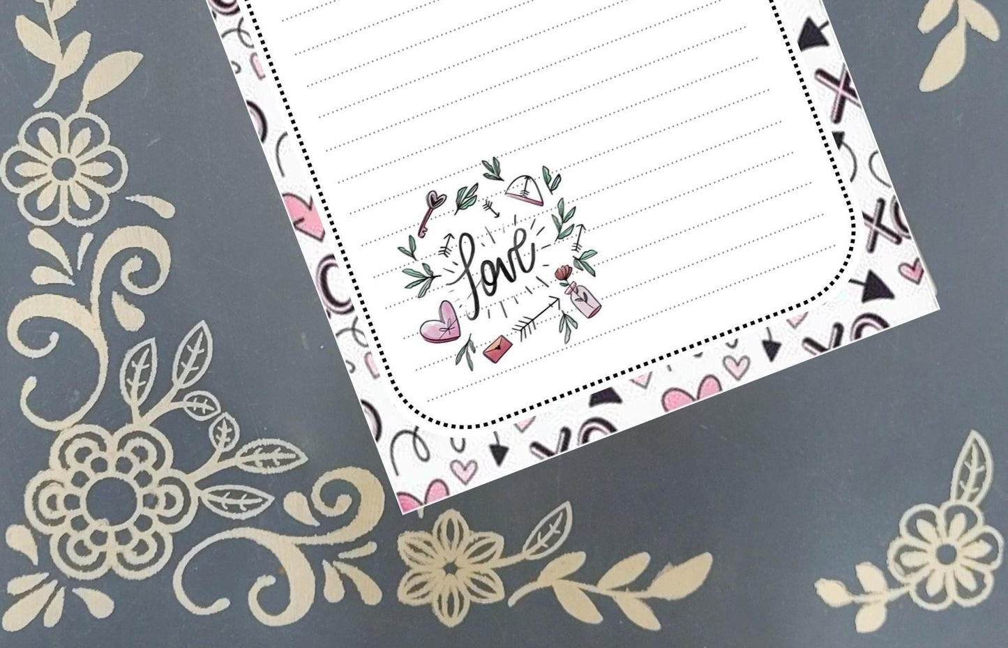 Personalized Valentine's, Love, Hearts, Notepad Stationery
