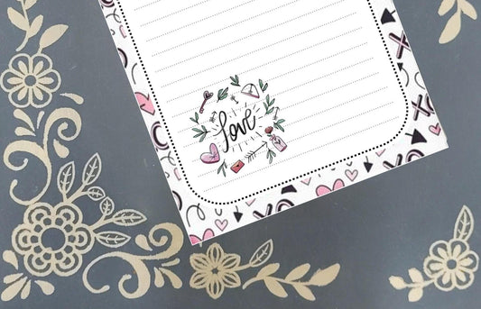 Personalized Valentine's, Love, Hearts, Notepad Stationery