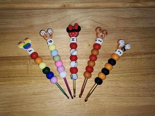 Personalized Ergonomic Crochet Hook | Custom Beaded Craft Tool