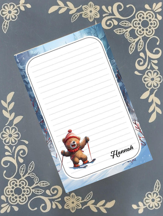 Personalized Ski Bear, winter, skiing, Notepad Stationery