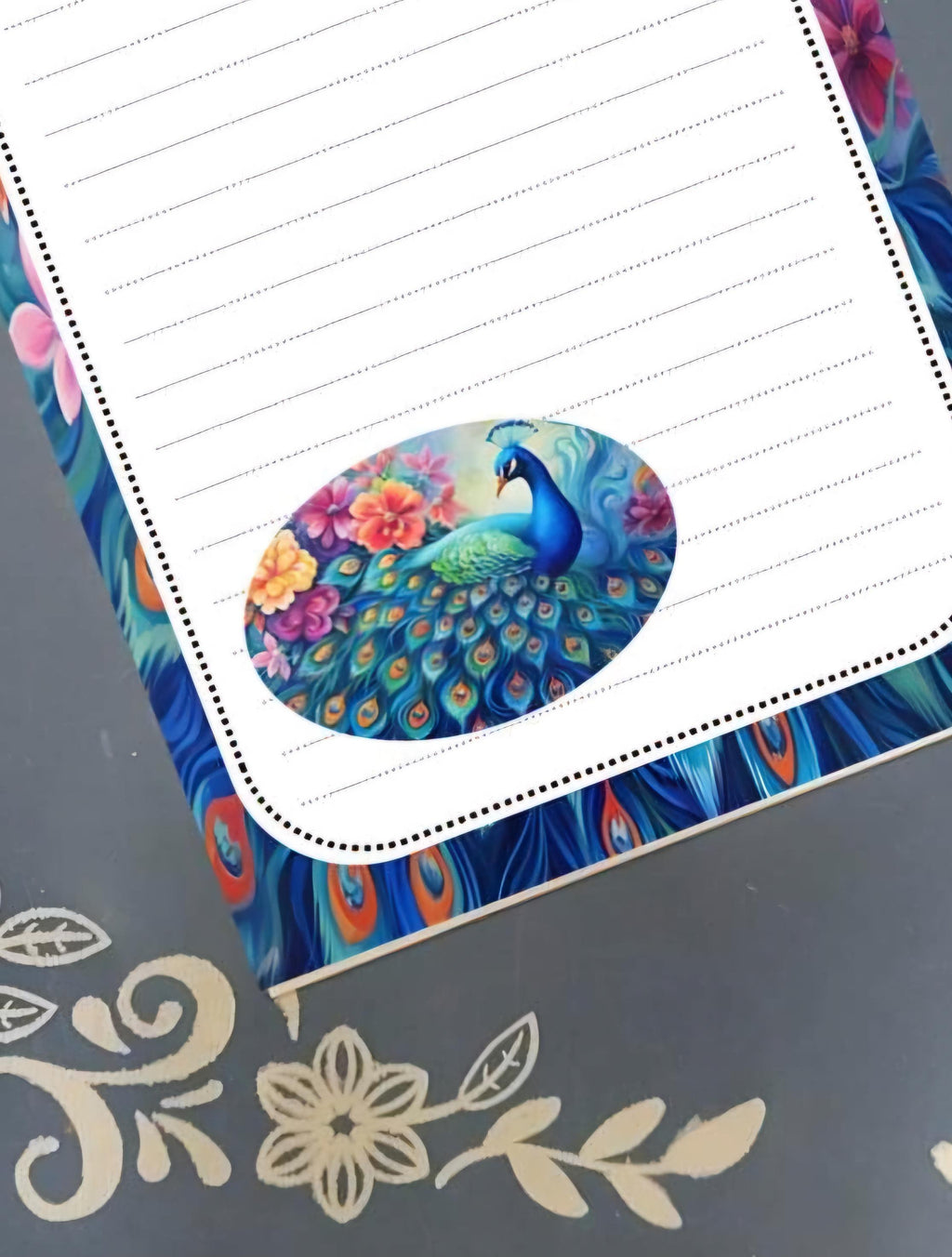 Personalized Peacock Notepad | Custom Bird Motif Stationery