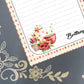 Personalized Tea Pot with Red Polka Dots, Notepad Stationery