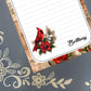 Personalized Cardinal on a Poinsettia, Christmas, Winter, Holiday, Notepad Stationery