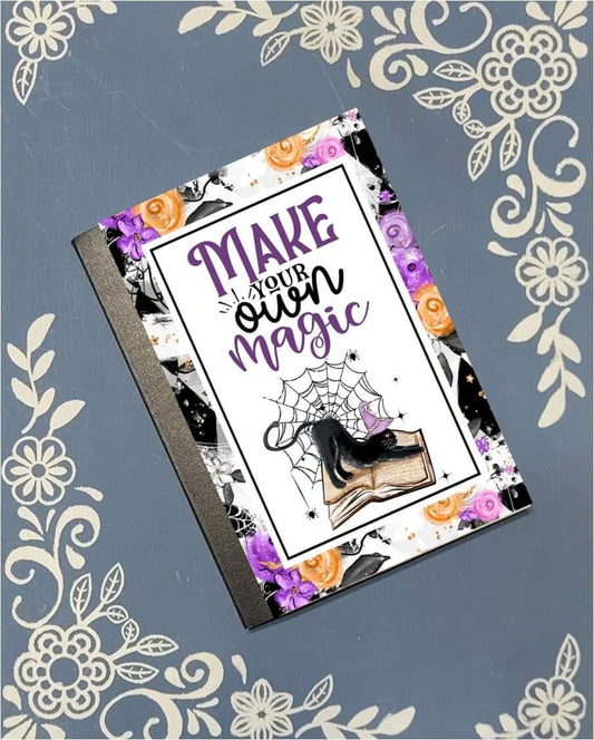 Make Your Own Magic, Witch, Halloween, Black Cat, Covered Notebook