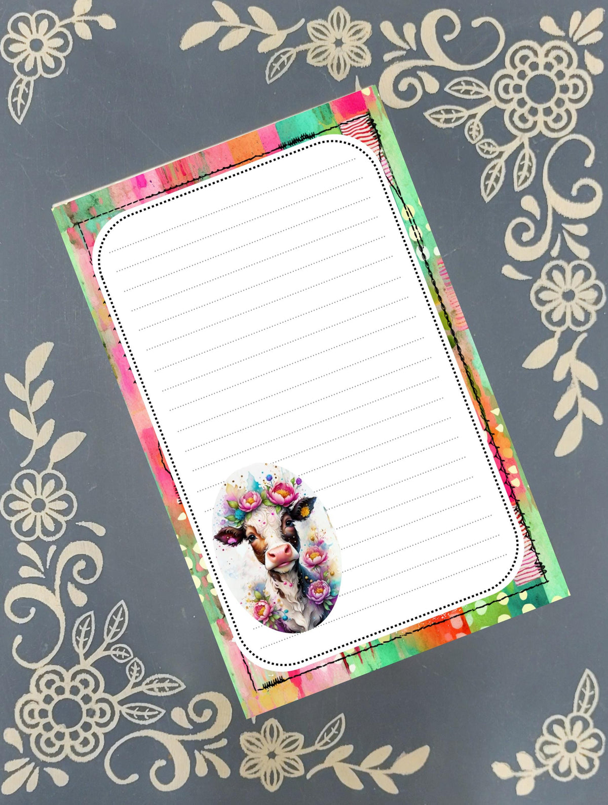 Personalized Colorful Cow Notepad Stationery