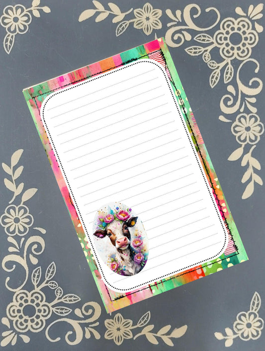 Personalized Colorful Cow Notepad Stationery