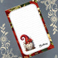 Personalized Poinsettia Gnome, Christmas, Winter, Holiday, Notepad Stationery