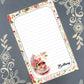 Personalized Tea Time, Rose Tea Cup, Notepad Stationery