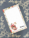 Personalized Tea Time, Rose Tea Cup, Notepad Stationery