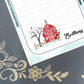 Personalized Winter Barn Notepad, Deer and Cardinals