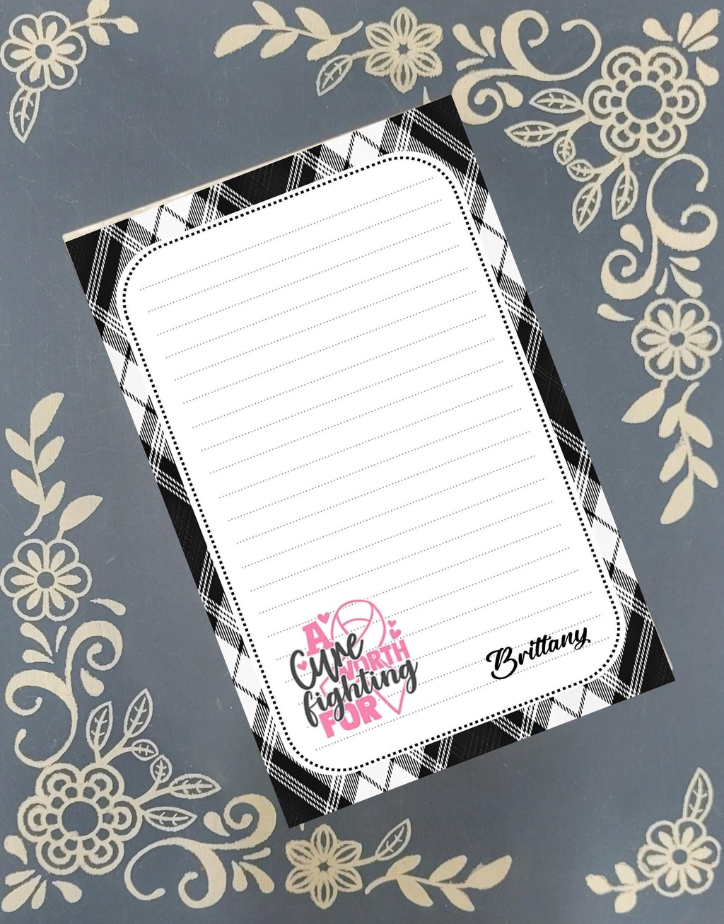 Personalized Cancer Awareness, October Pink, Notepad Stationery