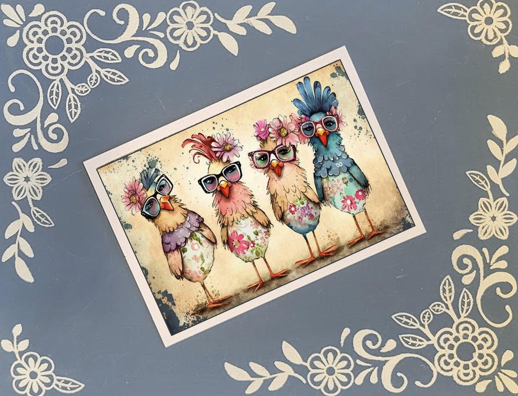 Fancy Chickens, Greeting Card Bundle, 5x7 with Envelopes