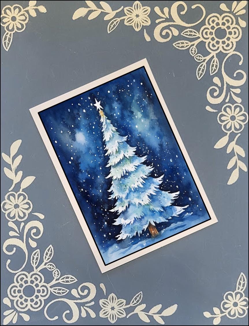 Christmas Tree, Greeting Card Bundle, 5x7 with Envelopes