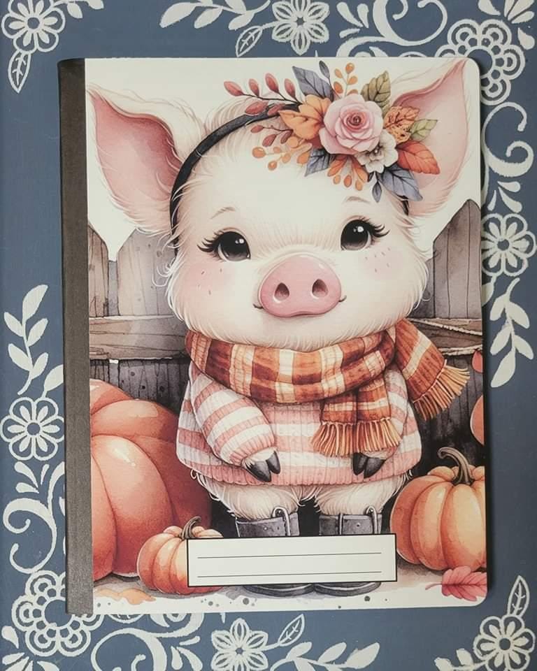 Pig, Fall Pig 1 Covered Notebook