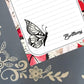 Personalized Butterfly, Black and White, Rose Red, Notepad Stationery