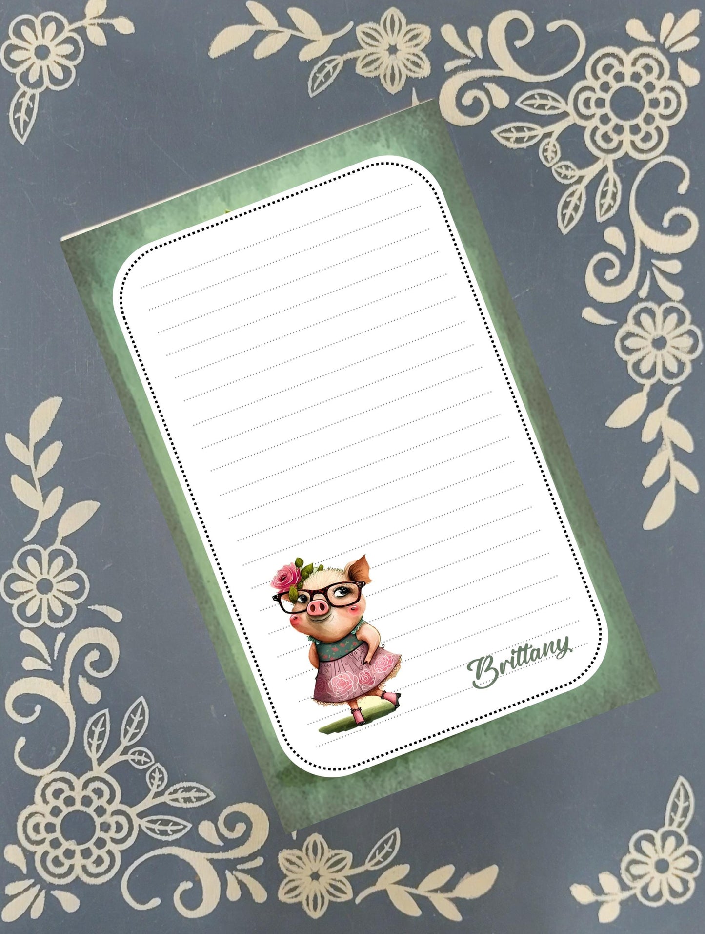 Personalized Pig, smart girl pig, Notepad Stationery