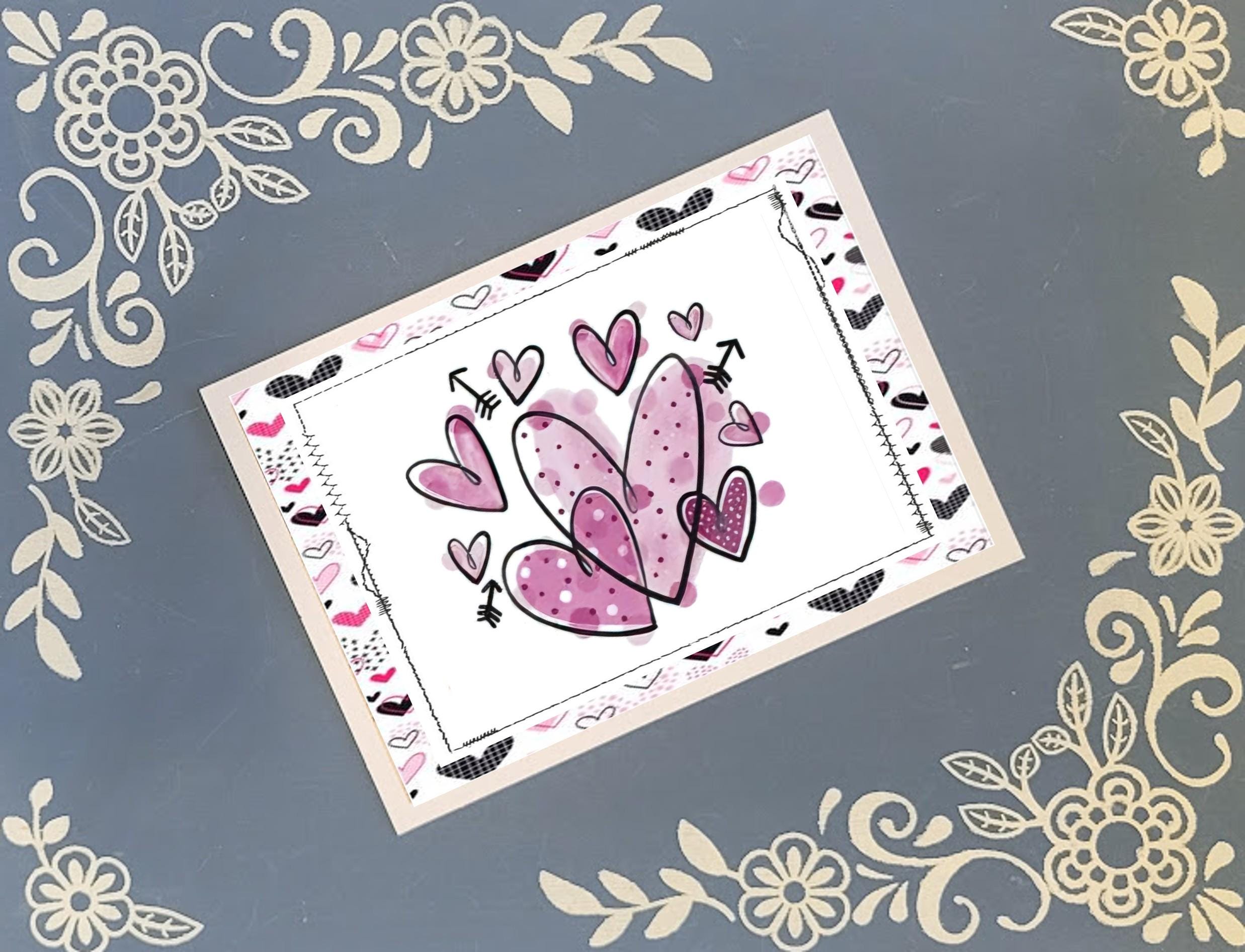 Valentine's Black & Pink Greeting Card Bundle