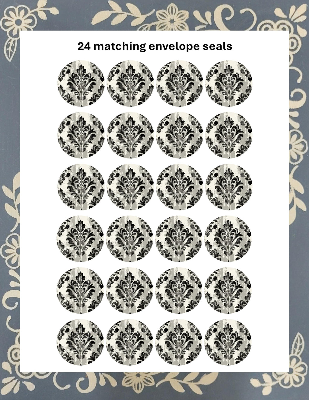 Personalized Damask Flower Cart, Stationery Kit, Letter Writing Set, Snail Mail, Pen Pal