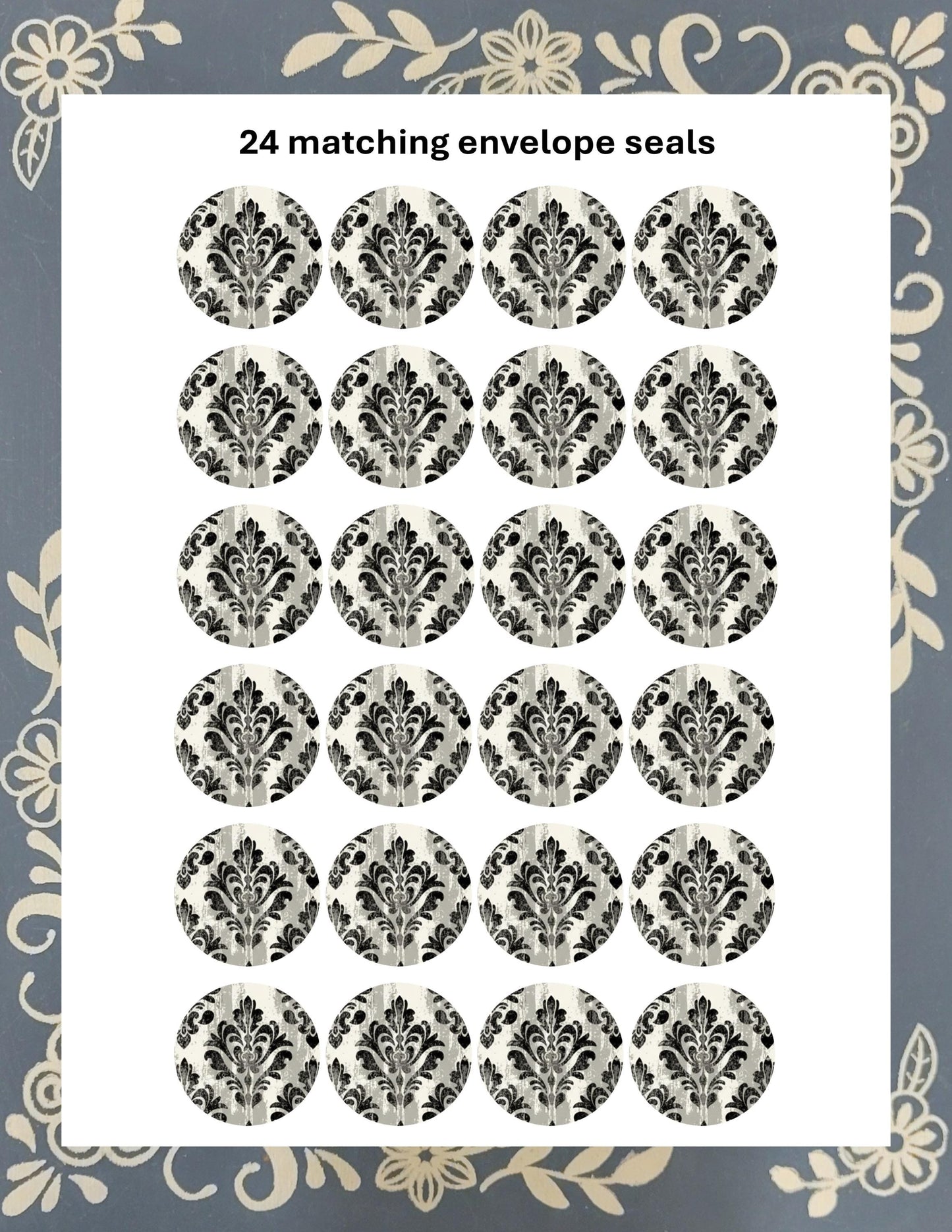 Personalized Damask Flower Cart, Stationery Kit, Letter Writing Set, Snail Mail, Pen Pal