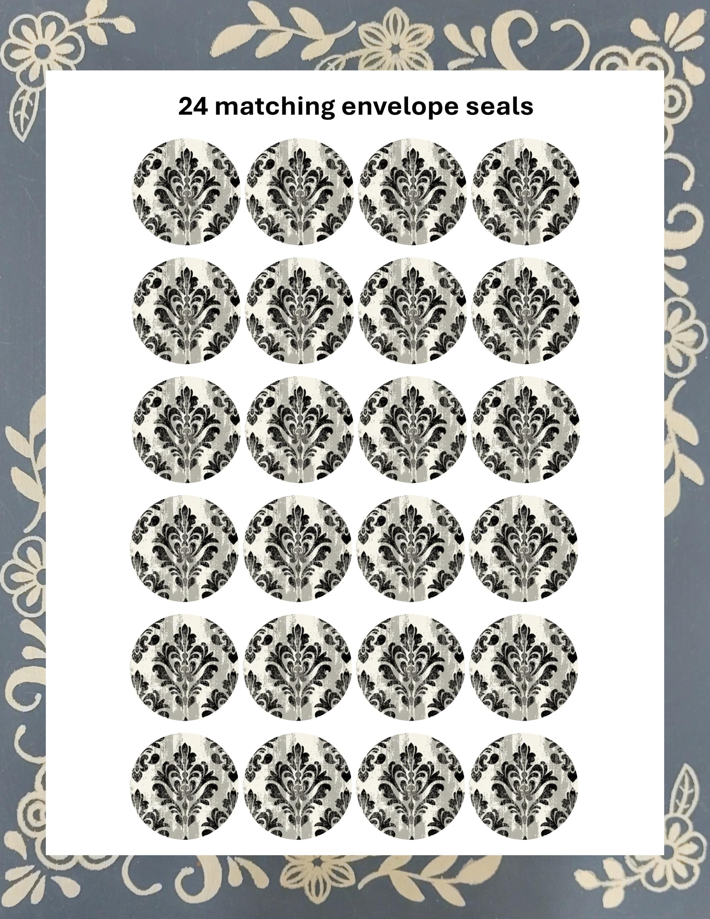 Personalized Damask Flower Cart, Stationery Kit, Letter Writing Set, Snail Mail, Pen Pal