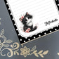 Personalized Cat, Black and White Kitten, Polka Dot, Notepad Stationery