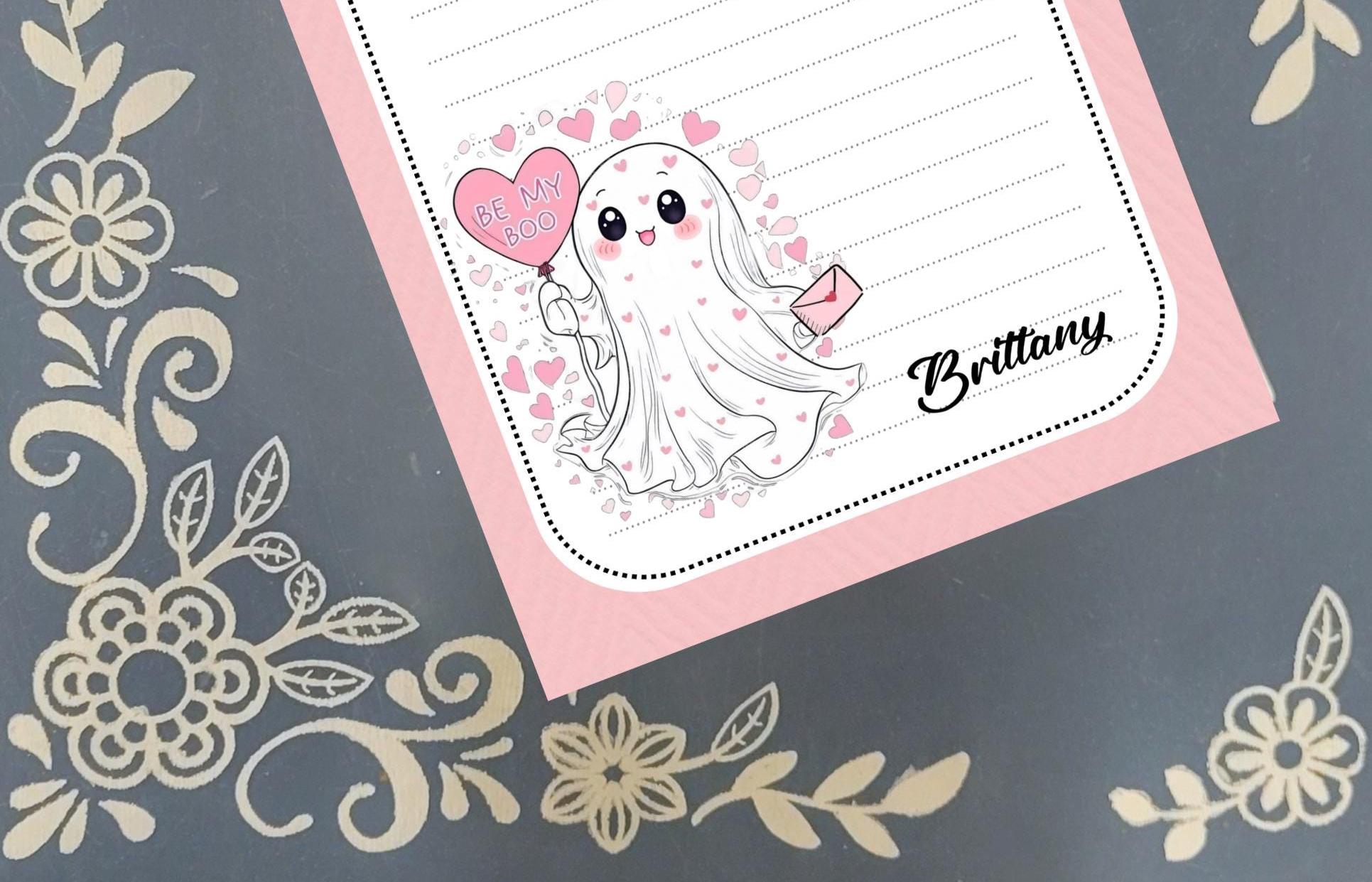 Personalized Be My Boo, Valentine's Day Ghost, Cute Boo, Notepad Stationery