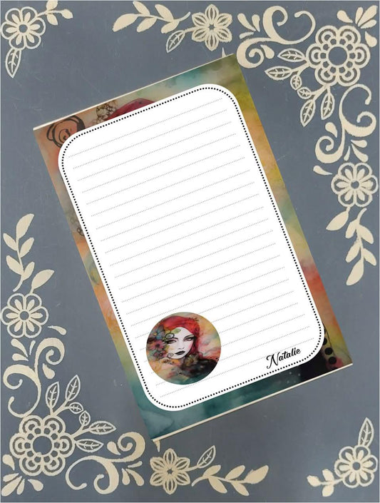 Personalized Girl, red hair, gothic, Notepad Stationery