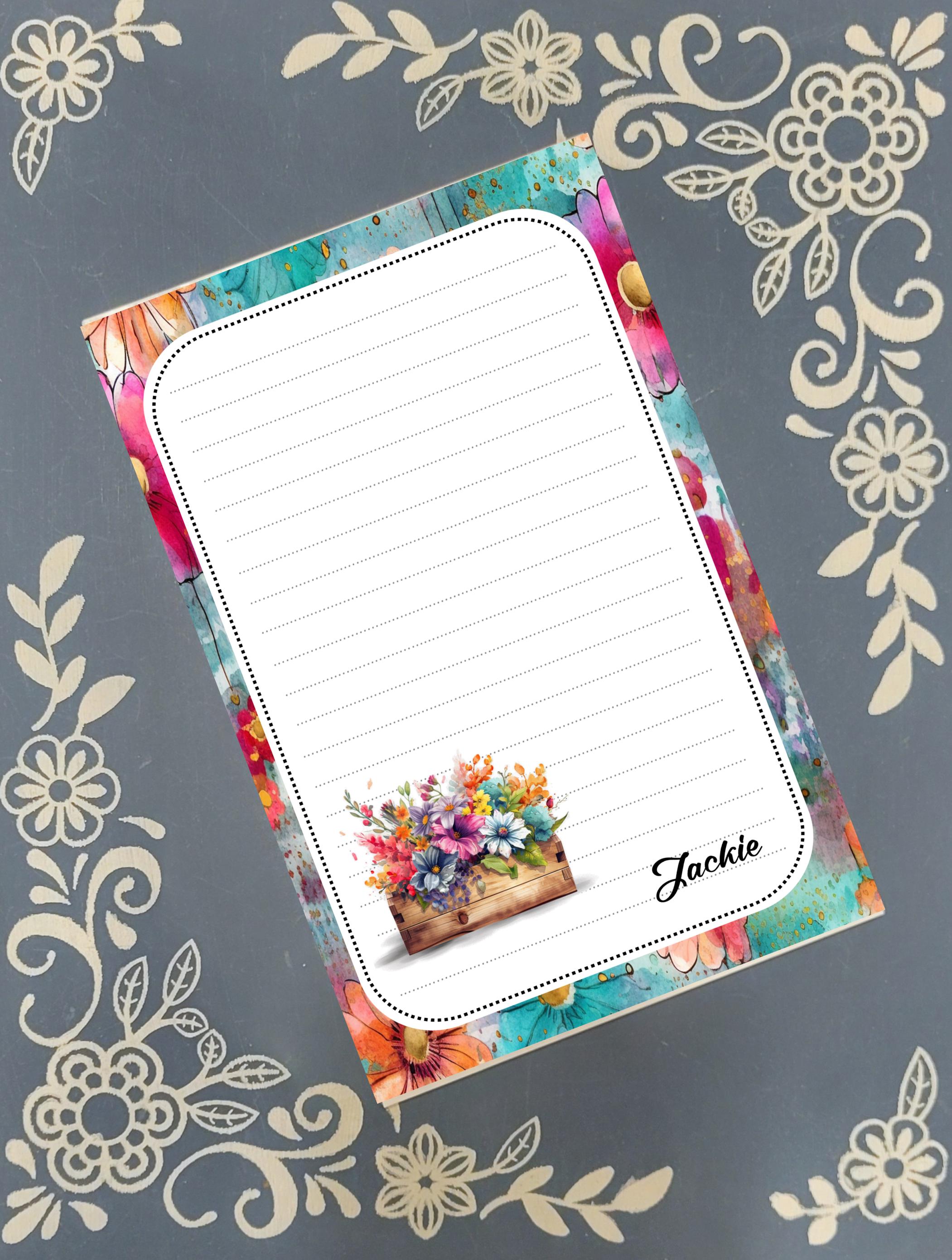Personalized Flower Box, Notepad Stationery