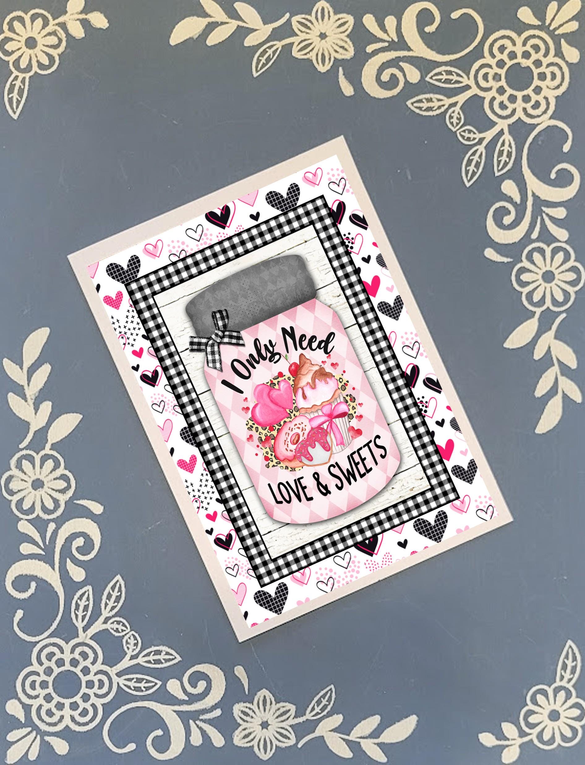 Valentine's Black & Pink Greeting Card Bundle