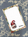 Personalized Gnome Poinsettia 2, Christmas, Winter, Holiday, Notepad Stationery