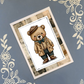 10-pack bundle of rustic bear themed masculine greeting cards with 10 matching white envelopes on a wood grain background.
