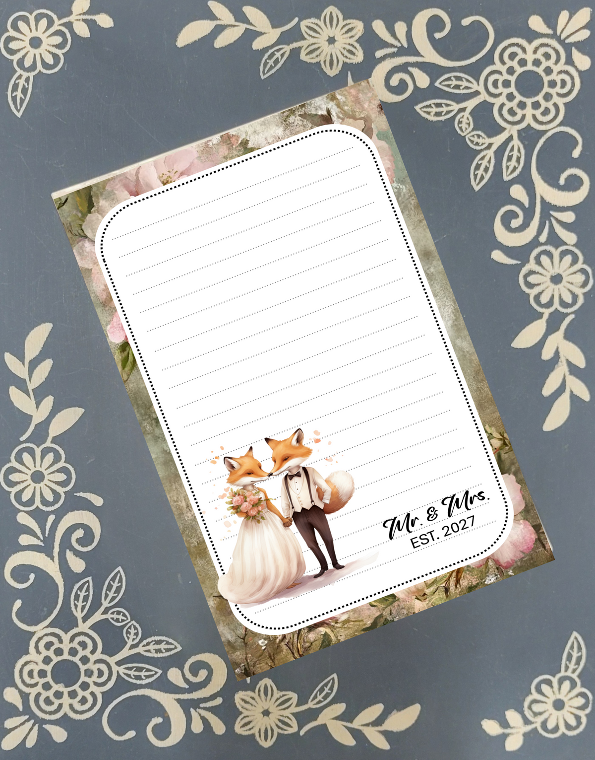 Personalized Wedding Foxes Notepad Stationery
