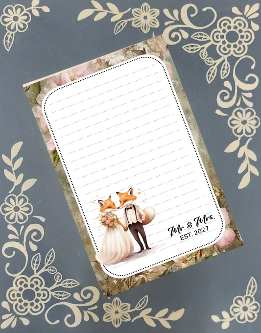 Personalized Wedding Foxes Notepad Stationery