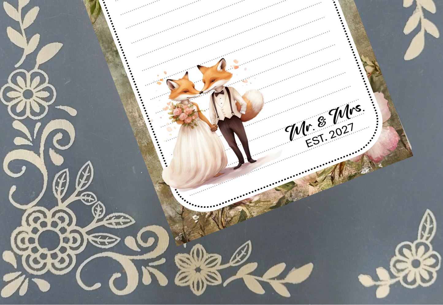 Personalized Wedding Foxes Notepad Stationery