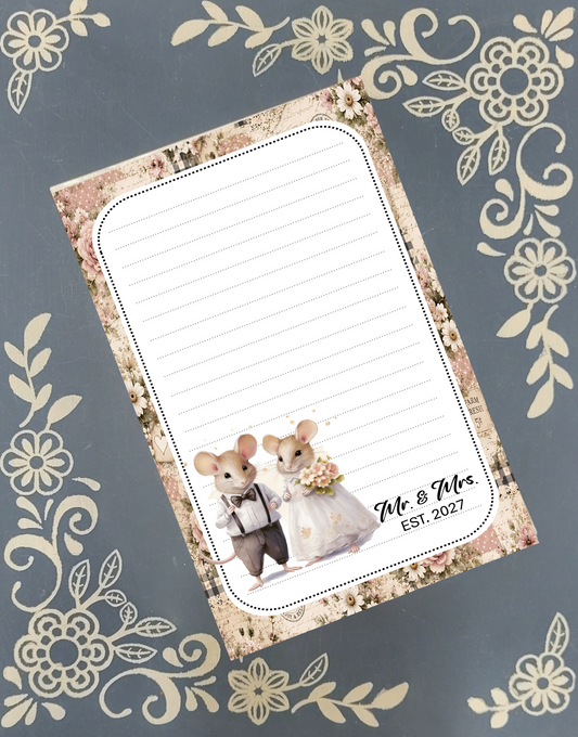 Personalized Wedding Mice Notepad Stationery