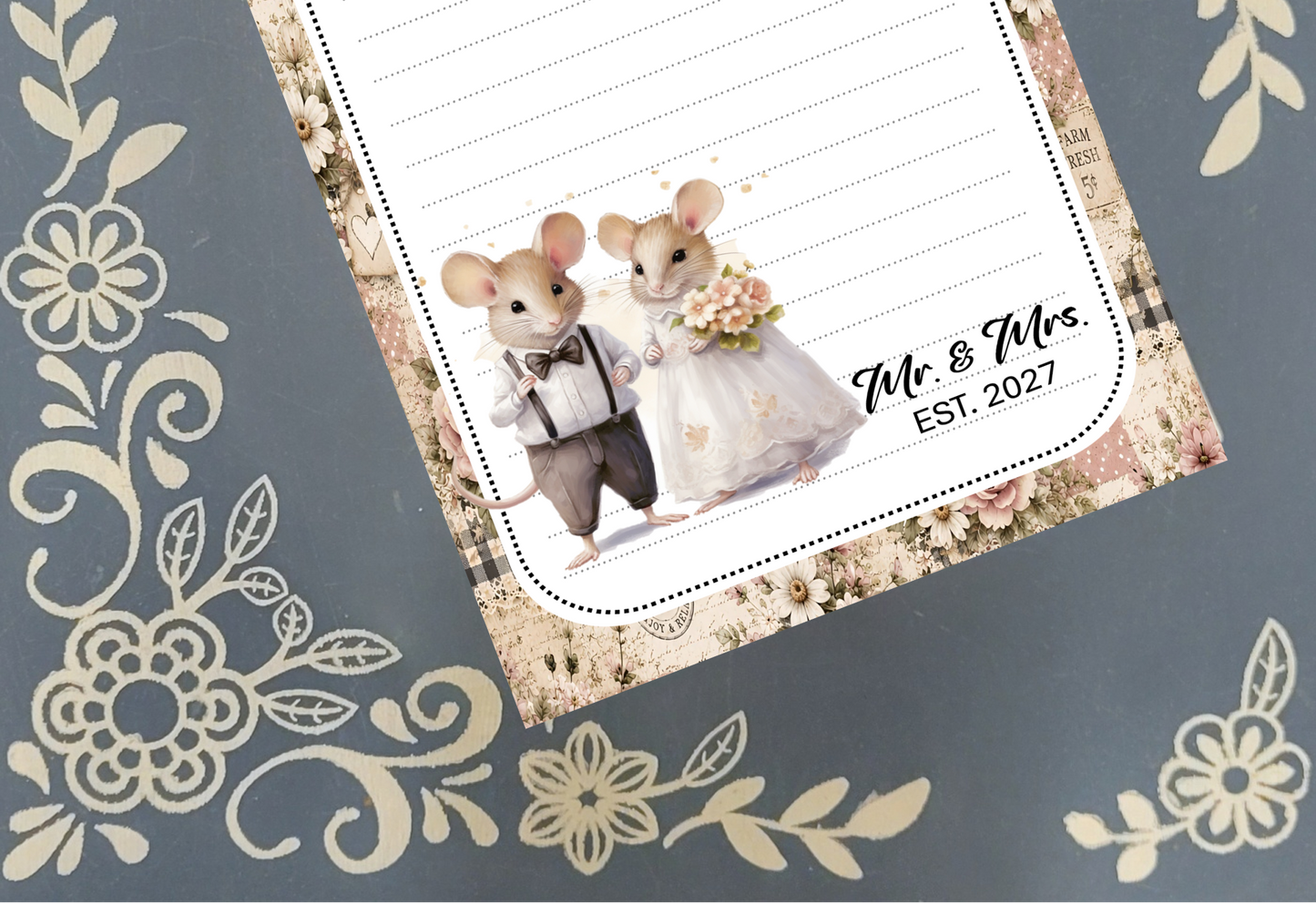 Personalized Wedding Mice Notepad Stationery