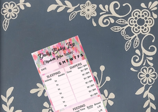 Personalized Custom Baby Daily Log Nursery Organization Magnet Notepad