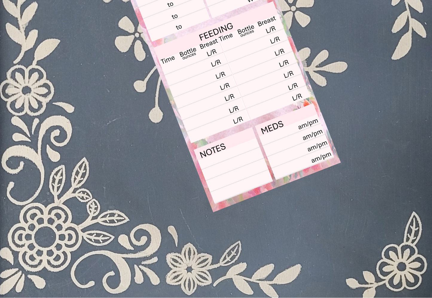 Personalized Custom Baby Daily Log Nursery Organization Magnet Notepad