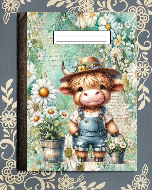 Cow, Daisy Highland Cow 2, Covered Notebook