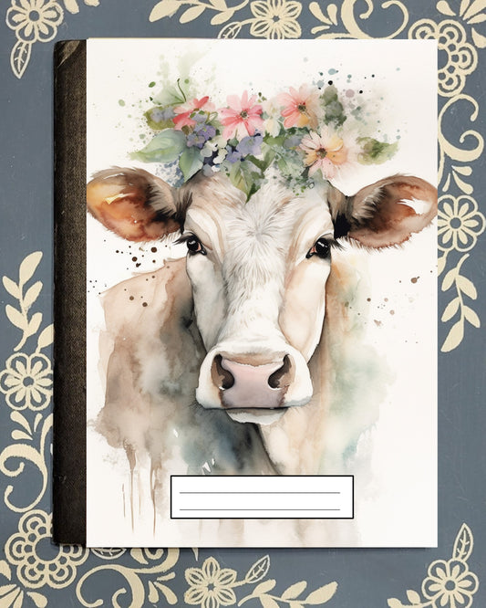 Cow, Watercolor, Covered Notebook