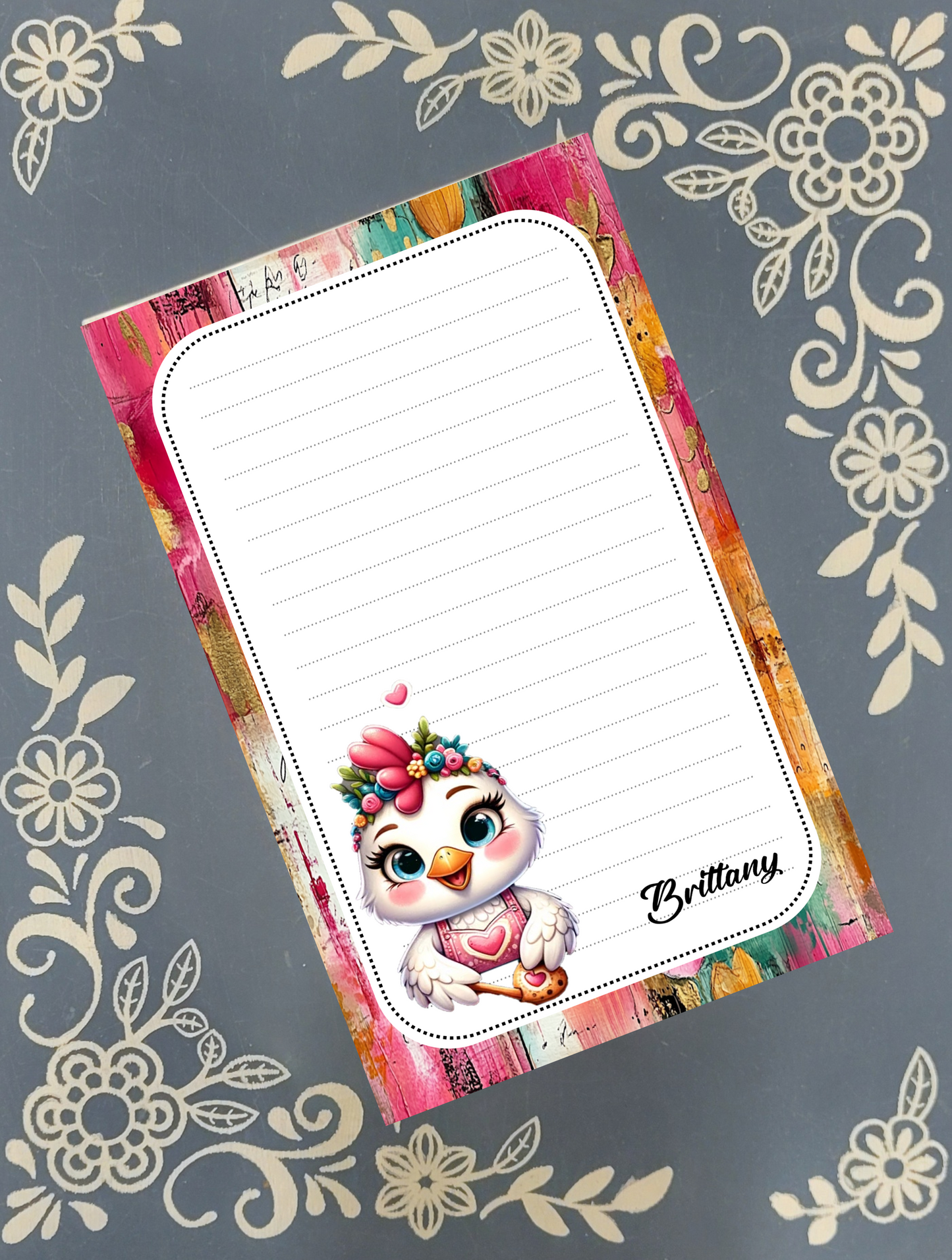 Personalized Baking Chicken with Cookies, Notepad Stationery