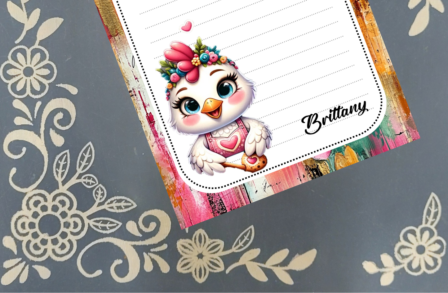 Personalized Baking Chicken with Cookies, Notepad Stationery