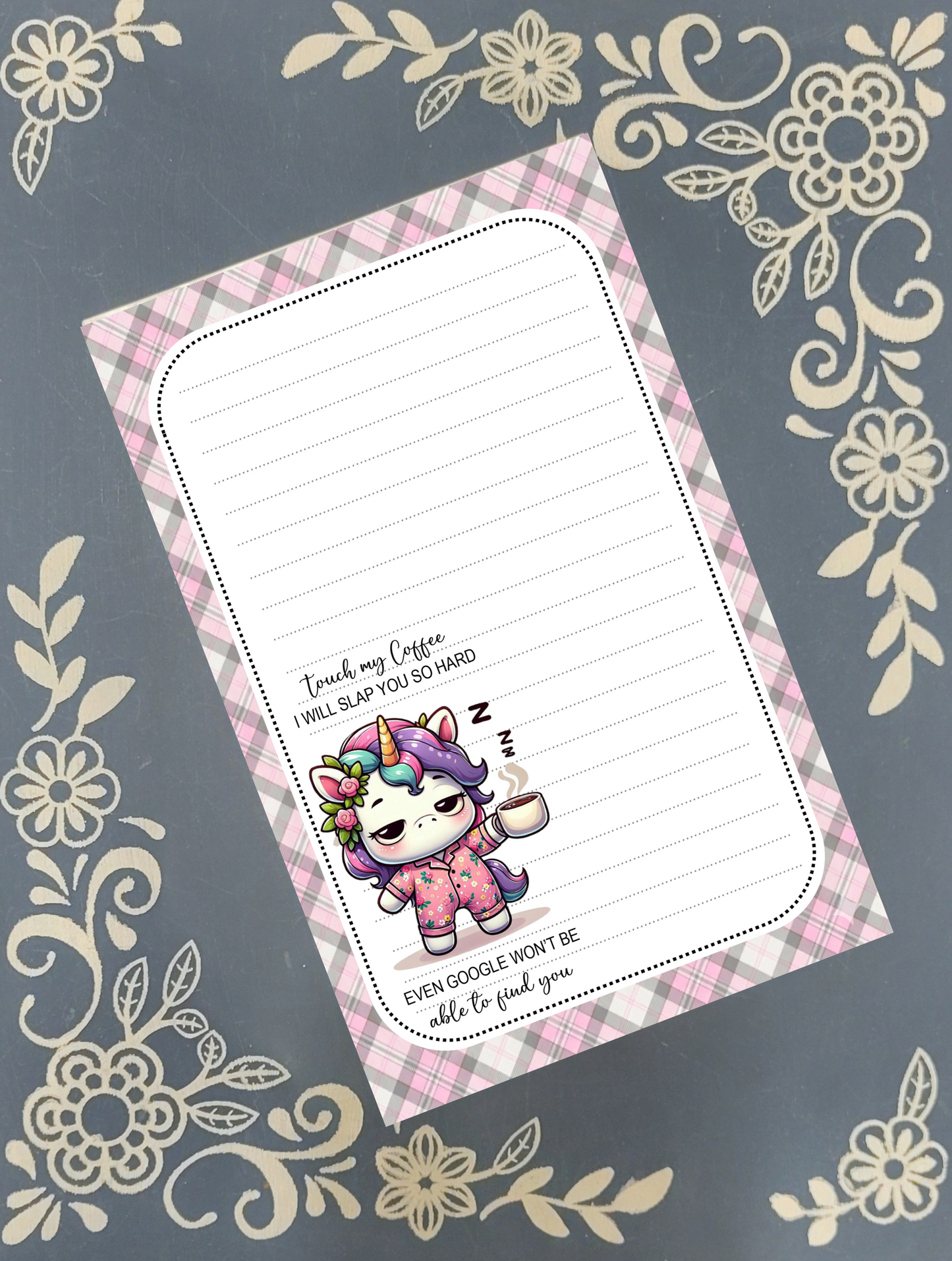 Personalized Coffee Unicorn, Touch My Coffee I Will Slap You So Hard Even Google Won't Be Able To Find You Notepad | Mrs B's Stationery