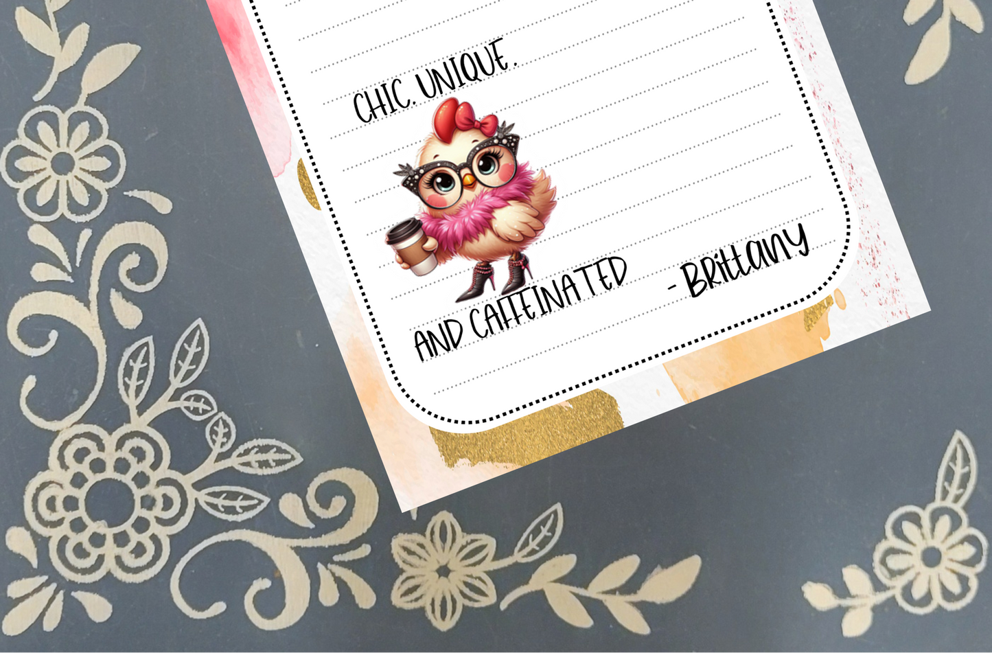 Personalized Coffee Chicken, Chic, Unique, and Caffeinated Notepad | Mrs B's Stationery