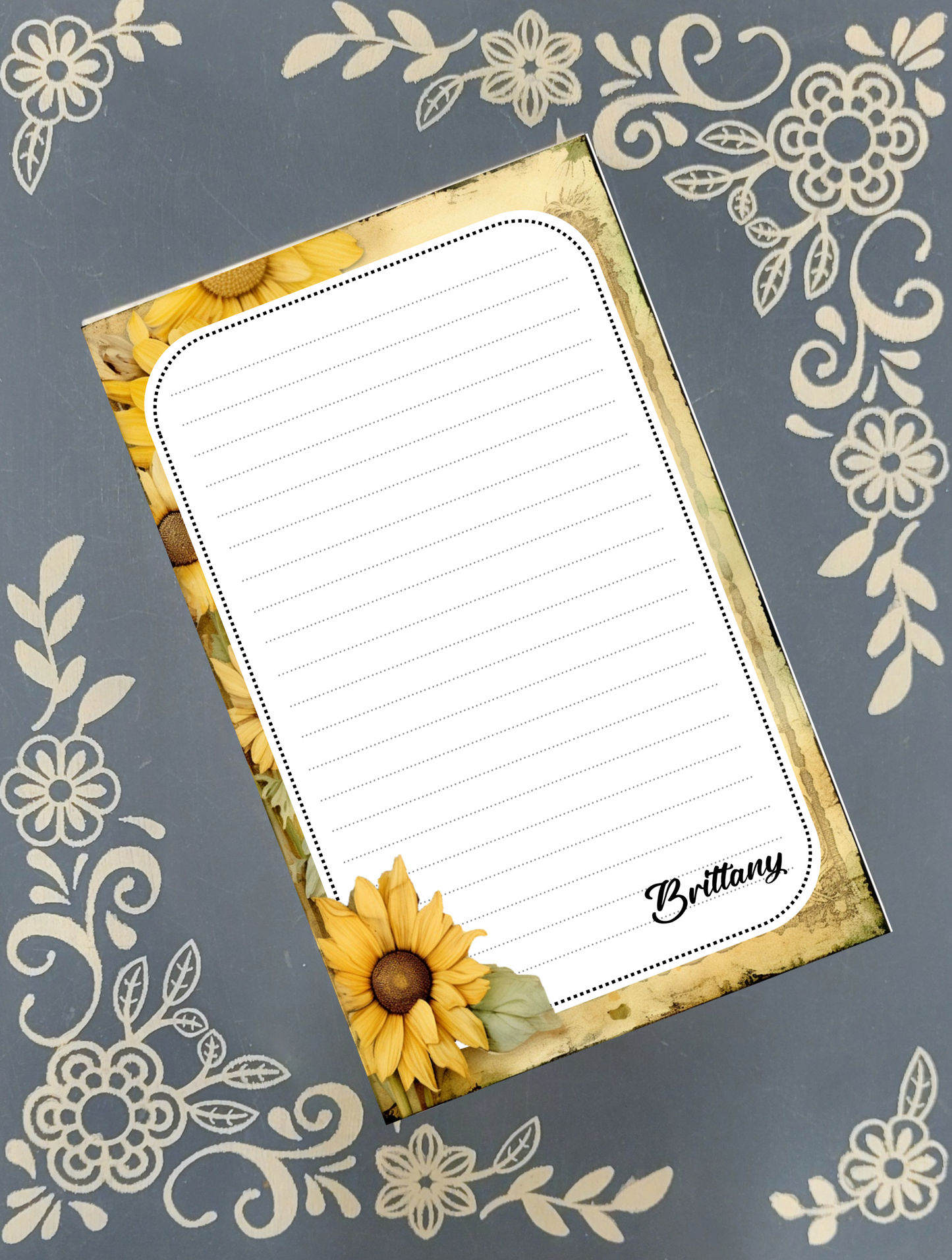 Personalized Sunflower Notepad | Custom Floral Desk Aesthetic
