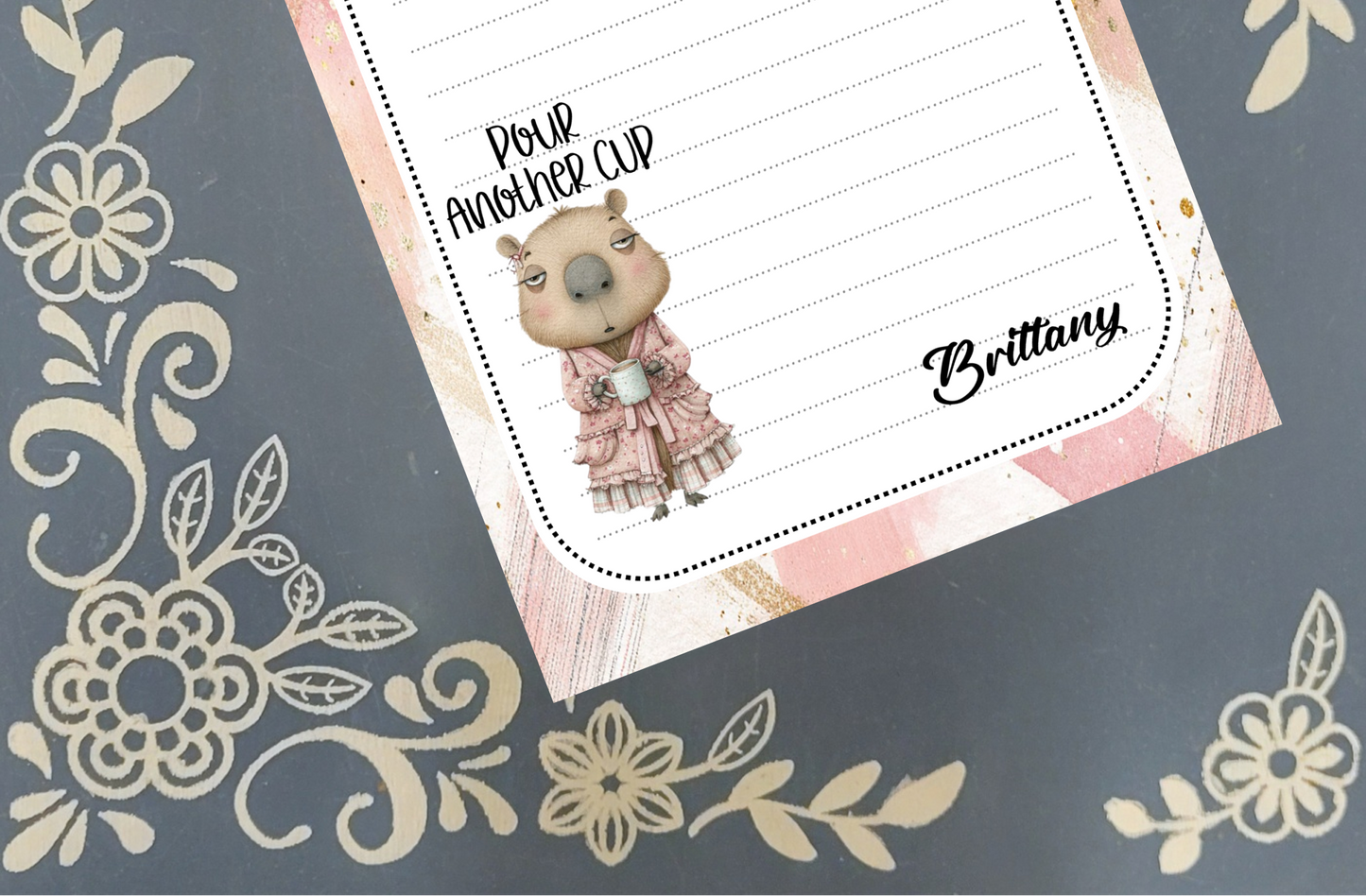 Personalized Coffee Capybara, Pour Another Cup Notepad | Mrs B's Stationery