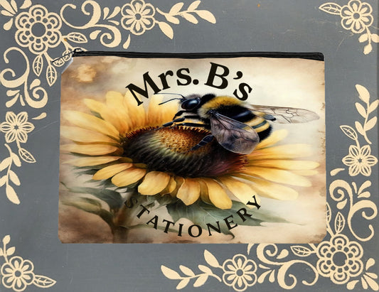 Mrs. B’s Swag Club Sunflower Bee Canvas Zipper Pouch