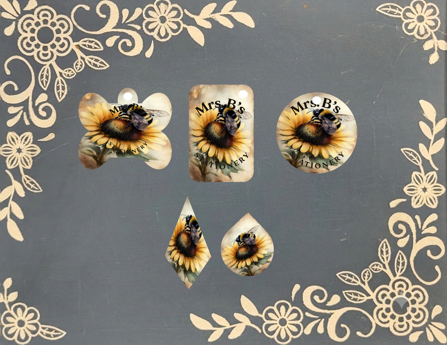 Mrs. B’s Swag Club Sunflower Bee Keychains & Bag Charms (Choose Your Shape)